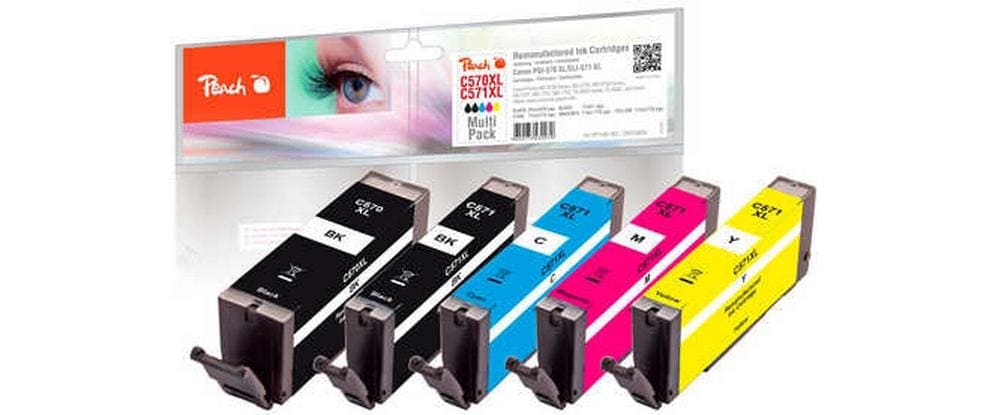 Peach Kits d’encre Canon 570XL/571XL Multi-Pack BK/C/M/Y