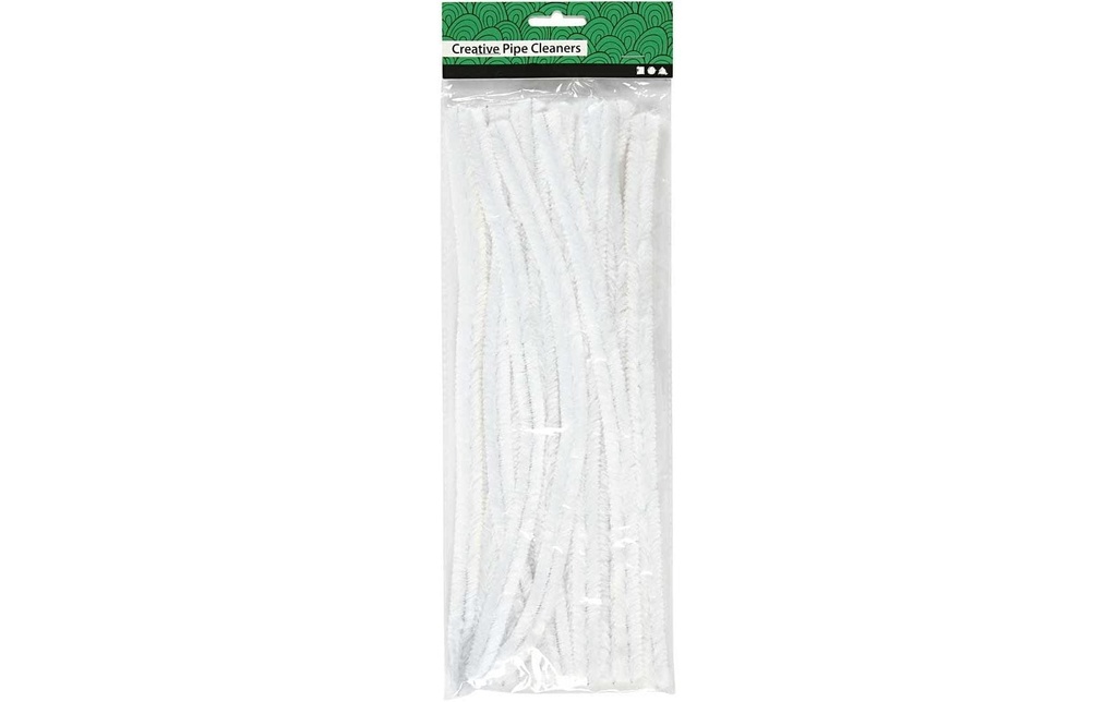Creativ Company Fil-chenille 15 mm, 15 pièces, Blanc