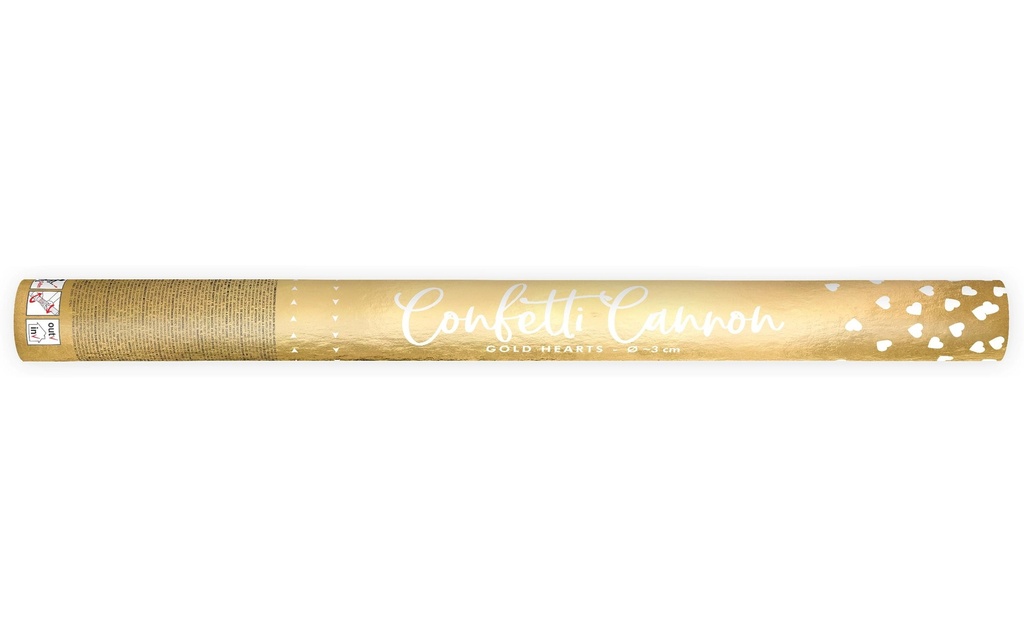 Partydeco Canon à confettis Coeurs or, 60 cm