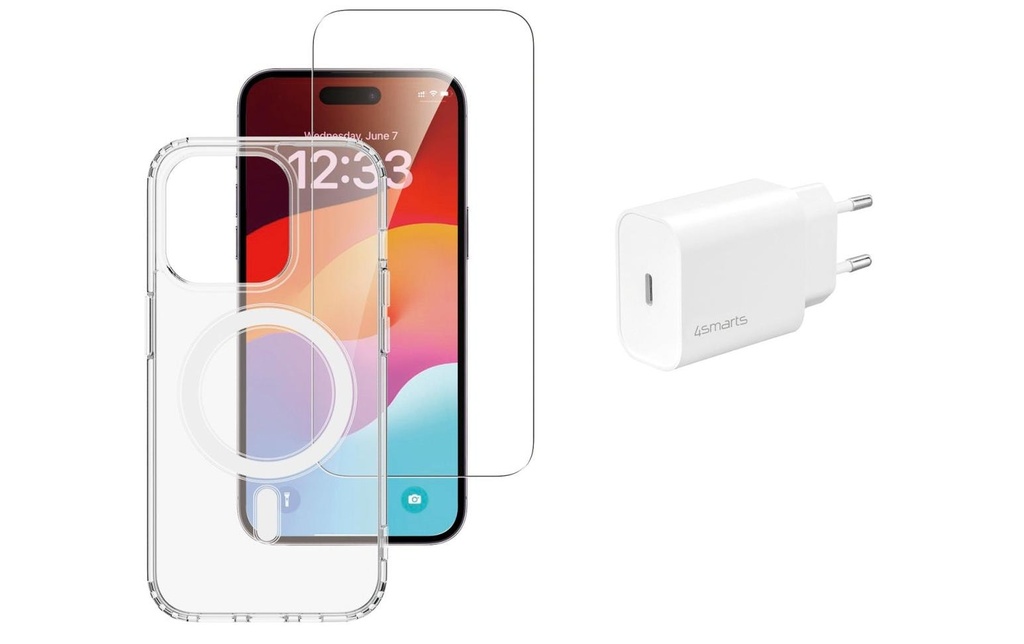 4smarts Coque arrière 3in1 Premium Starter Set iPhone 15 Pro