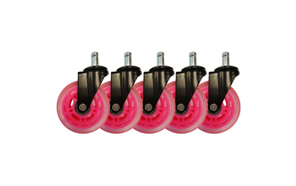 LC-Power Jeu de 5 roulettes pour chaise de jeu Rose