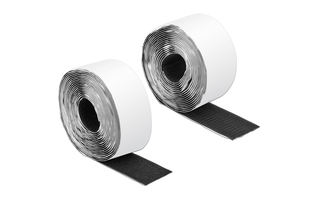 Delock Rouleau de bande auto-agrippante 5m x 50 mm Bande adhésive et polaire noire