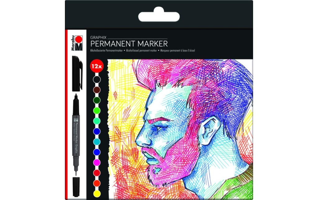 Marabu Marqueur indélébile Graphix Significant 12 pièces