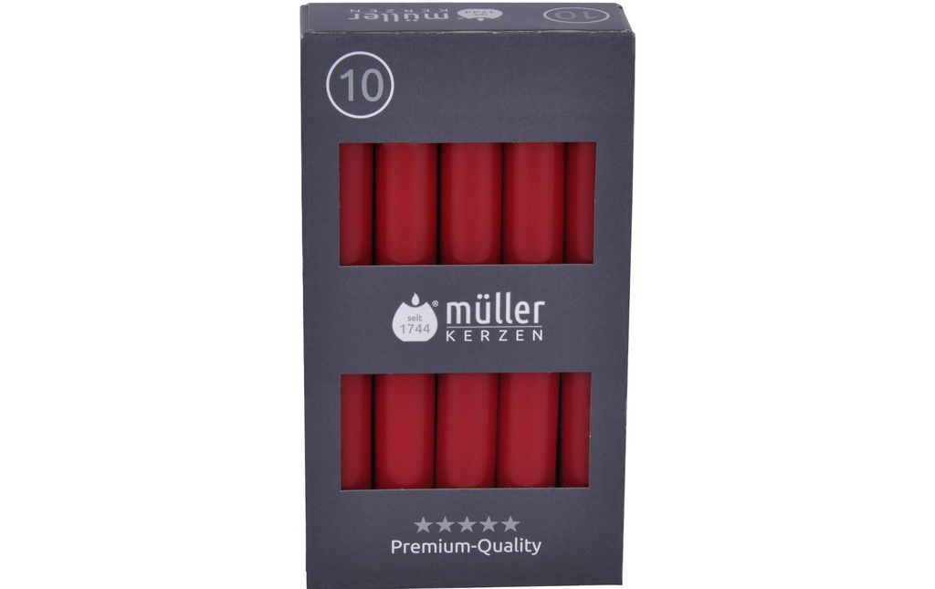 müller Kerzen Bougie droite 17.5 x 2 cm, Rouge, 10 pièces