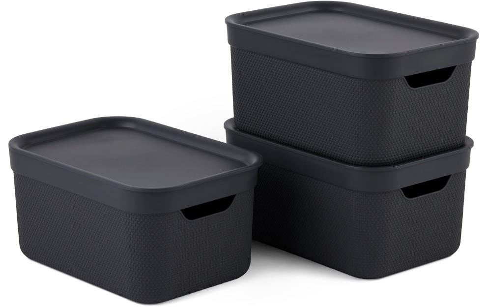 Rotho Boîte de rangement A5 Jive 3 pièces, Gris