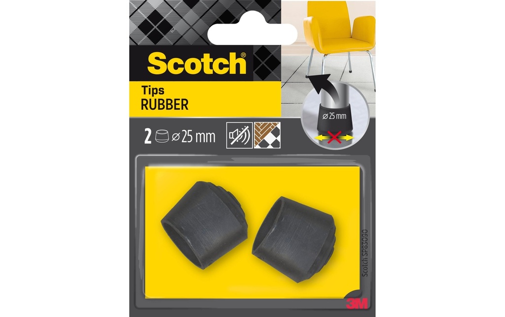 Scotch Échelle de pieds de chaise Ø 25 mm, Noir, pack de 2