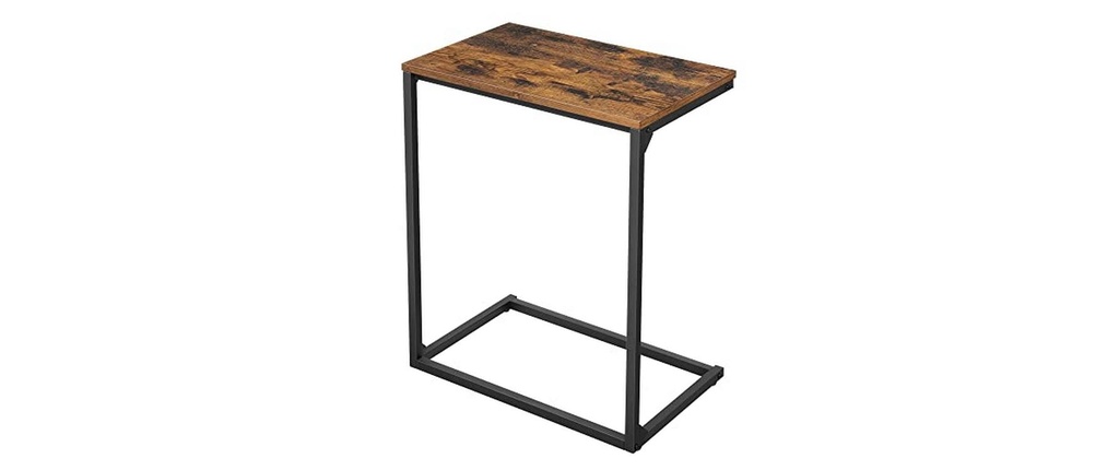 VASAGLE Table d'appoint 55 x 35 x 66 cm, Noir/Brun