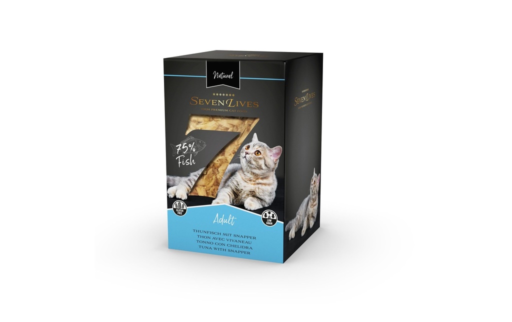 7Lives Alimentation humide Adult thon avec snapper en bouillon de poisson, 6x60g