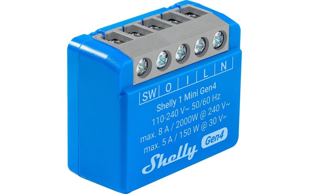 Shelly Actionneur de commutation Wi-Fi 1 commutateur WiFi Mini Gen4 Bleu, 8 A