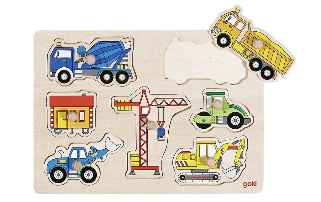 Goki Jeux d’emboîtement Véhicules de construction de puzzles