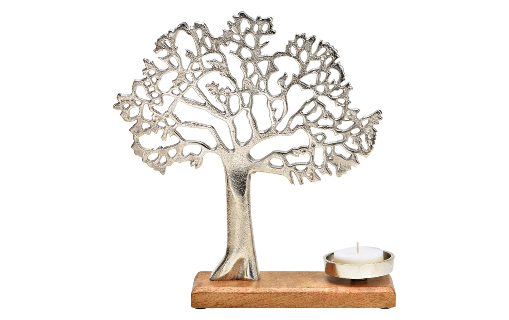 G. Wurm Bougeoir à bougie chauffe-plat Arbre 1 Pièce/s, Argenté/Nature