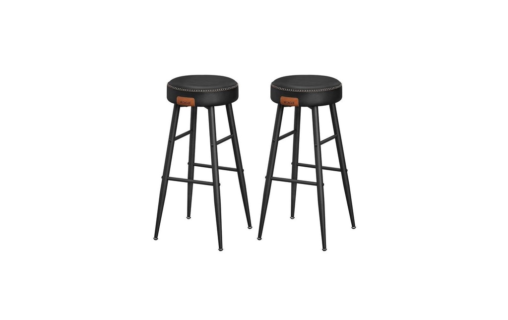 VASAGLE Tabouret de bar 2 pièces 51.6 x 76.2 cm, Noir