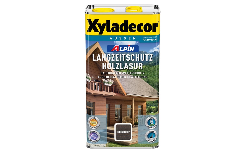 Xyladecor Lasure pour bois Alpin protection longue durée, Palissandre, 5 L