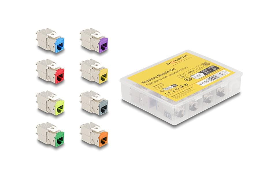 Delock Module Keystone RJ45 à LSA, Cat.6A Coloré, 8 unités