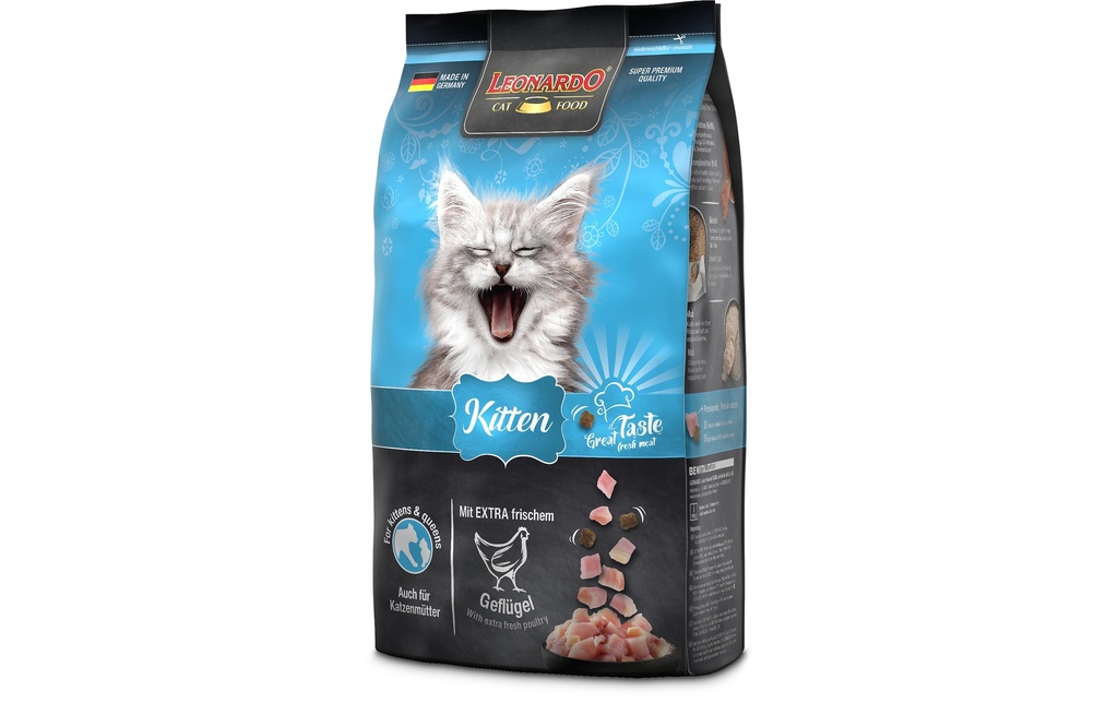 Leonardo Cat Food Alimentation sèche Kitten Volaille, 1.8 kg