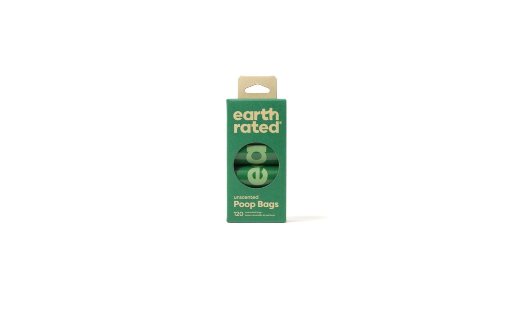 Earth Rated Sac à excréments de chien 8 rouleaux de recharge, 120 pièces, sans parfum