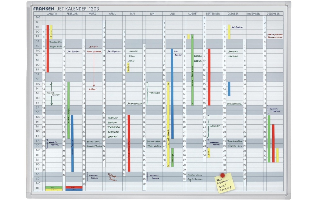 Franken Calendrier Calendrier annuel en allemand 90 cm x 120 cm, Blanc