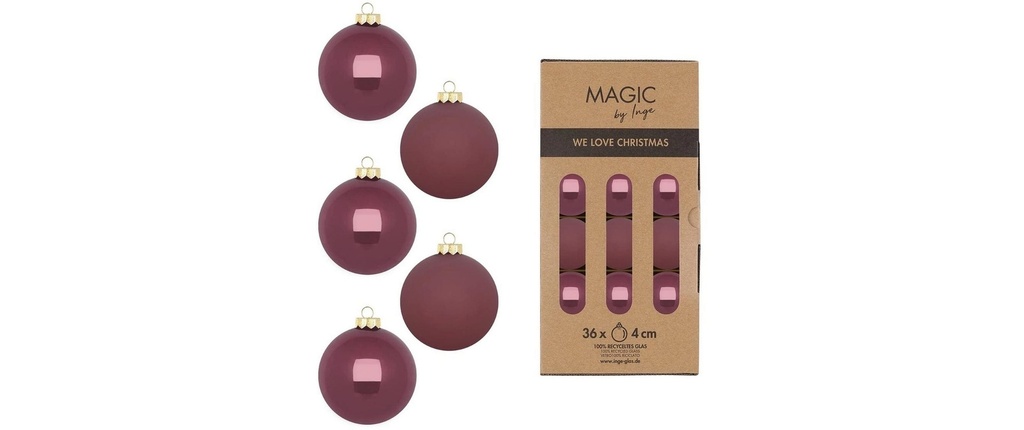 INGES CHRISTMAS DECOR Boule de Noël 4 cm Rose, 36 Pièce/s