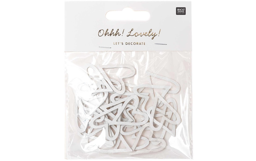 Rico Design Décoration à éparpiller Coeur ouvert 24 pièces, Blanc