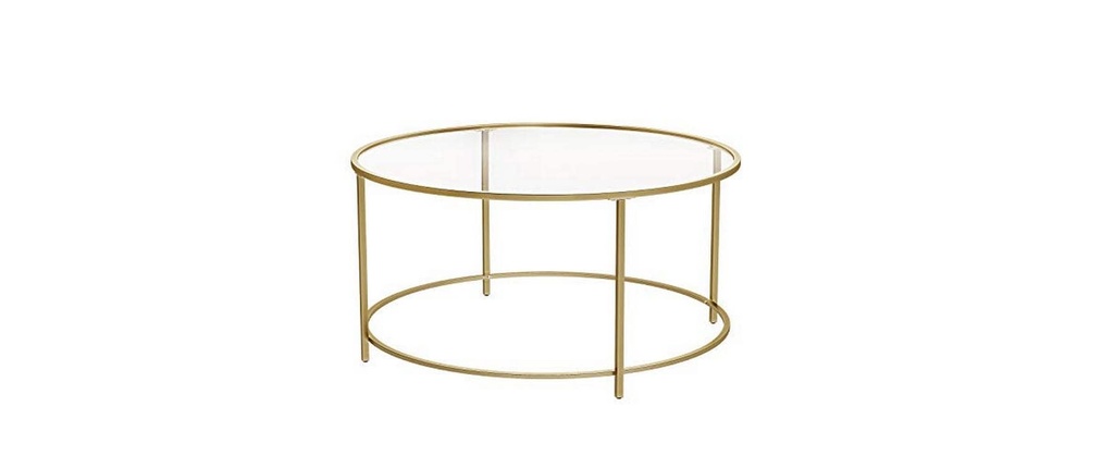 VASAGLE Table basse 84 x 45,5 cm, Doré