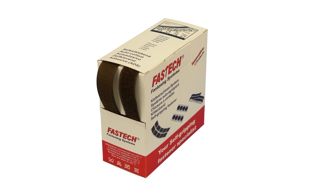 FASTECH Boîte de bande auto-agrippante Marron foncé