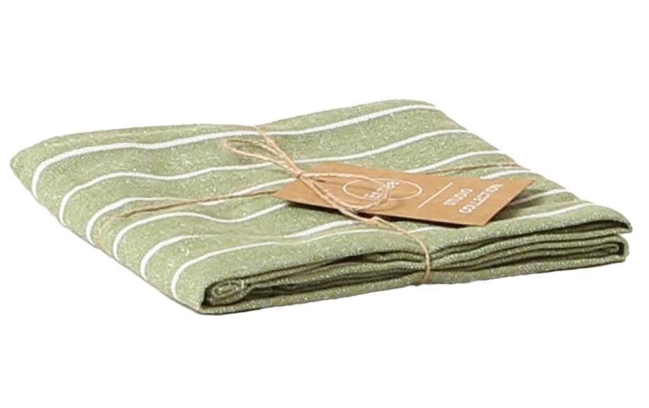 Esmée Torchon pour la vaisselle 50 x 70 cm, rayé, Vert olive