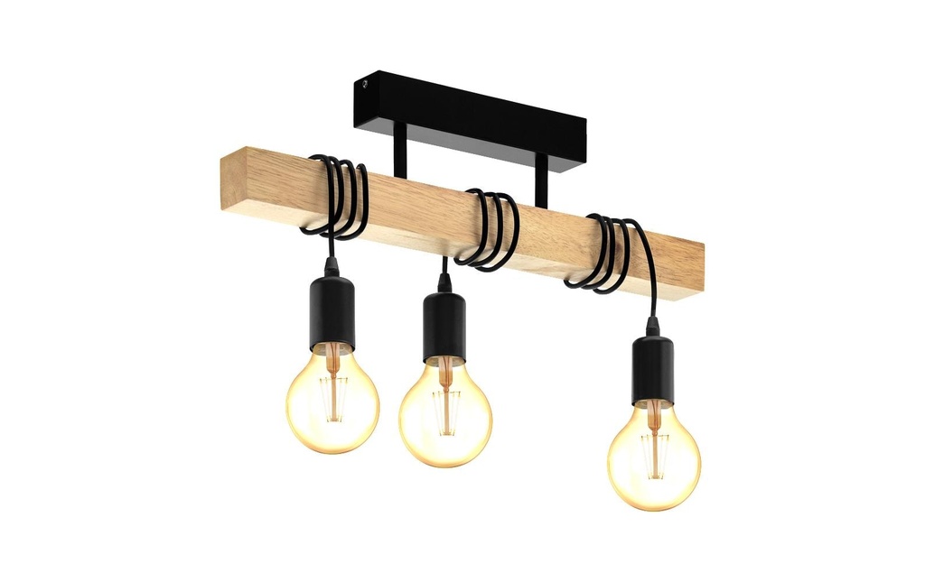 EGLO Leuchten Plafonnier TOWNSHEND 3x E27 Noir