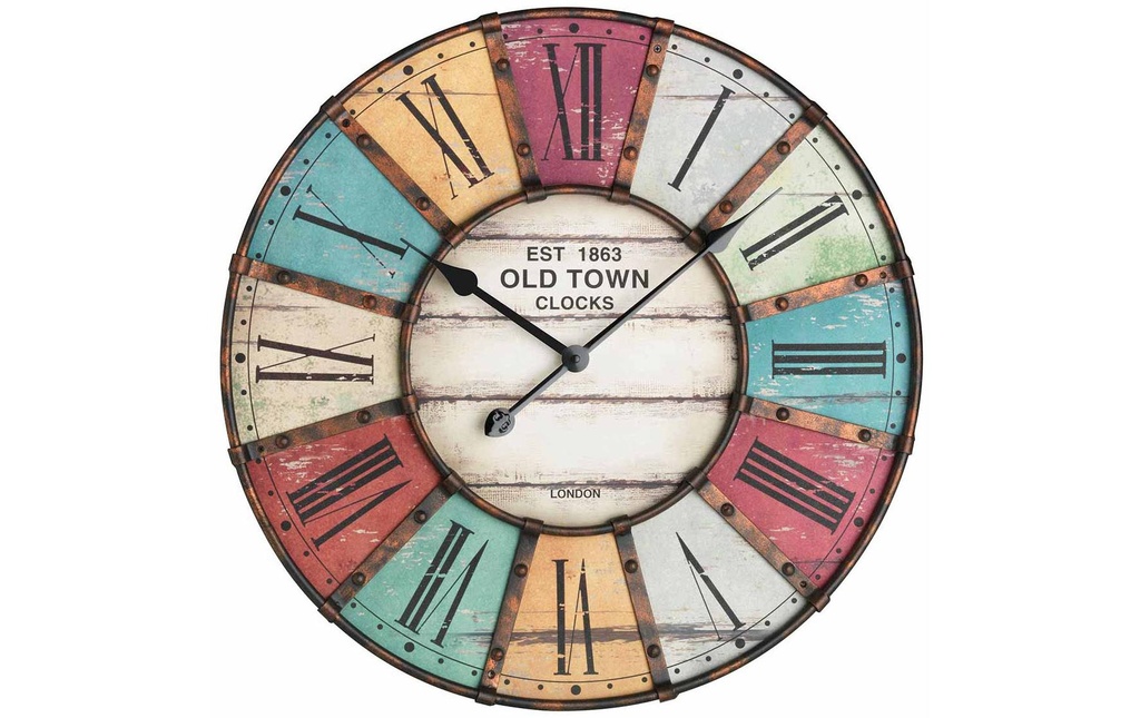 TFA Dostmann Horloge murale Vintage XXL Old Town Ø 60,5 cm, Multicolore