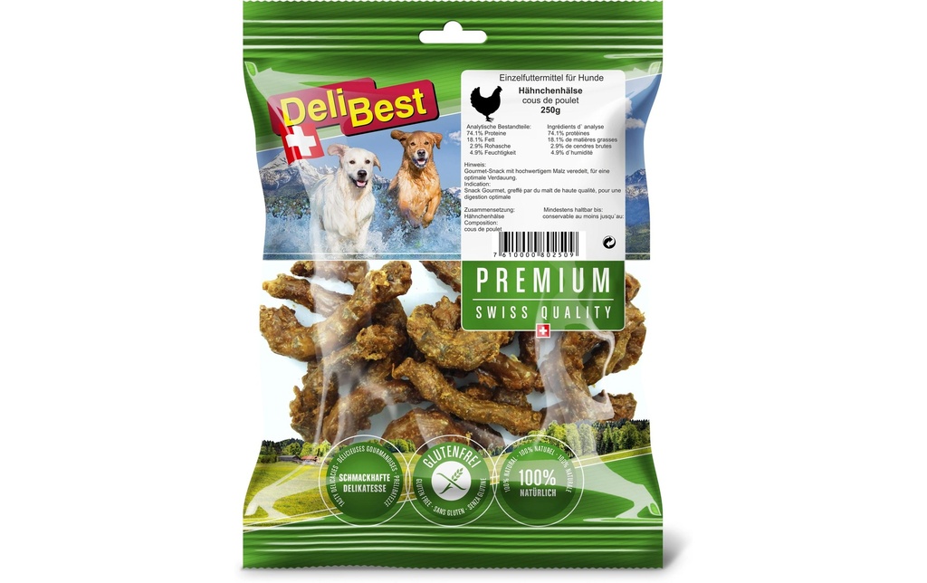DeliBest Bâtonnet à mâcher Premium Cou de poulet, 250 g
