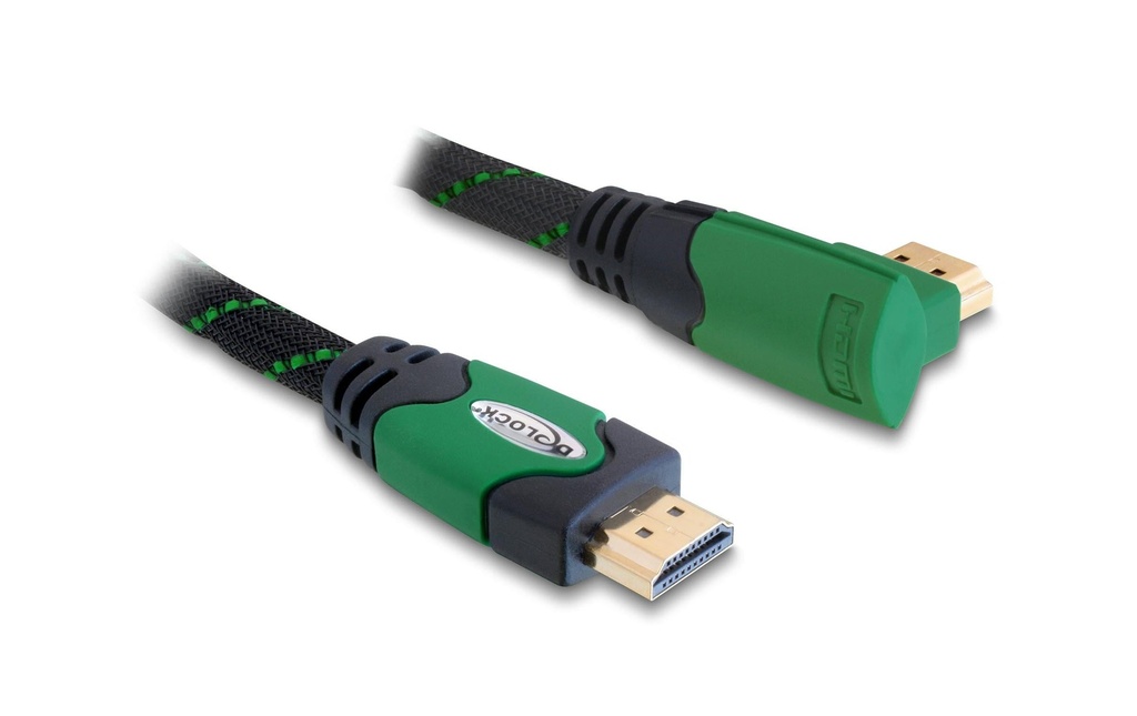 Delock Câble coudé à droite HDMI - HDMI, 3 m, Vert