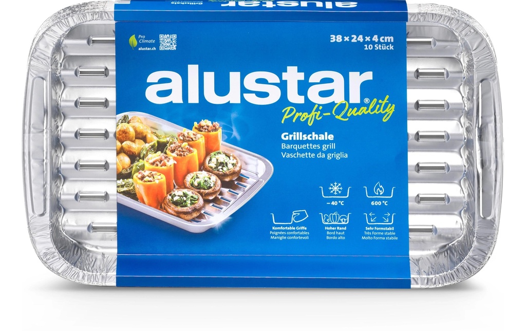 Alustar Barquette à barbecue 38 x 24 x 4 cm 10 pièces