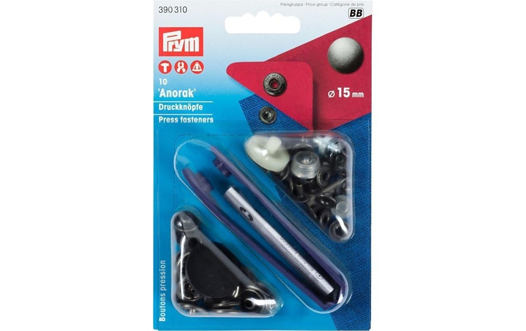 Prym Boutons poussoirs Anorak Fer usagé, 15 mm