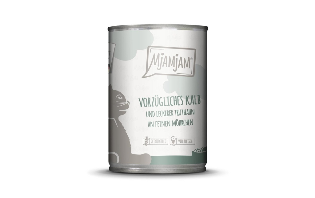Mjamjam Alimentation humide Boîte veau & dinde, 400 g