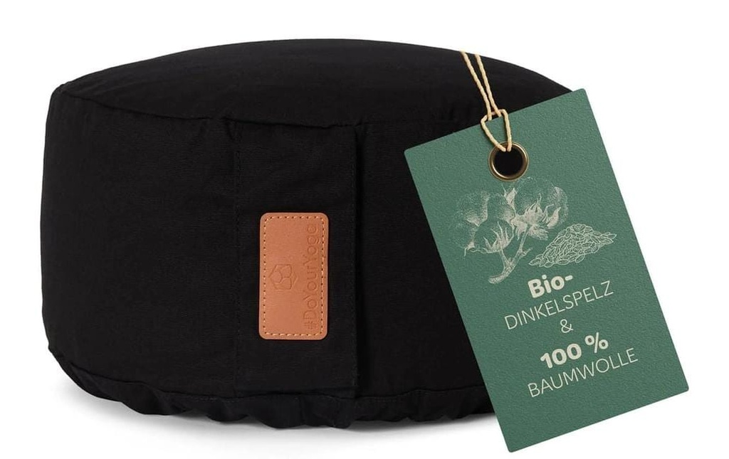 DoYourYoga Coussin de yoga Vishnu Peau d'épeautre, noir
