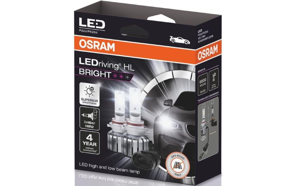 OSRAM LEDriving Off-Road LED Retrofit Bright HB4/HIR2/12V/19W Voiture de tourisme
