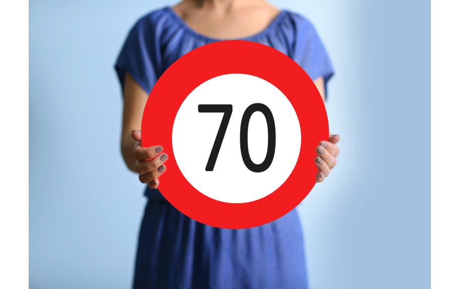 Trendcompany Panneau de signalisation pour le 70e anniversaire 45 cm