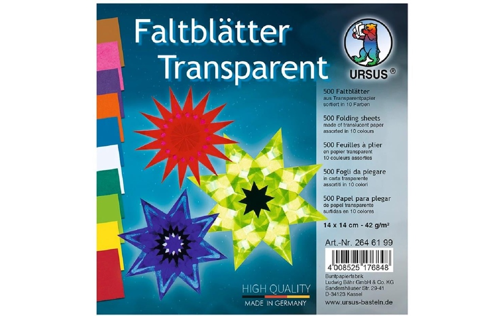 URSUS Feuilles origami 10 couleurs 500 feuilles