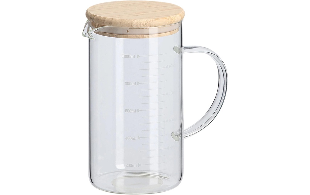 Zeller Present Verre mesureur avec couvercle en bambou 10 dl, Transparent/Brun