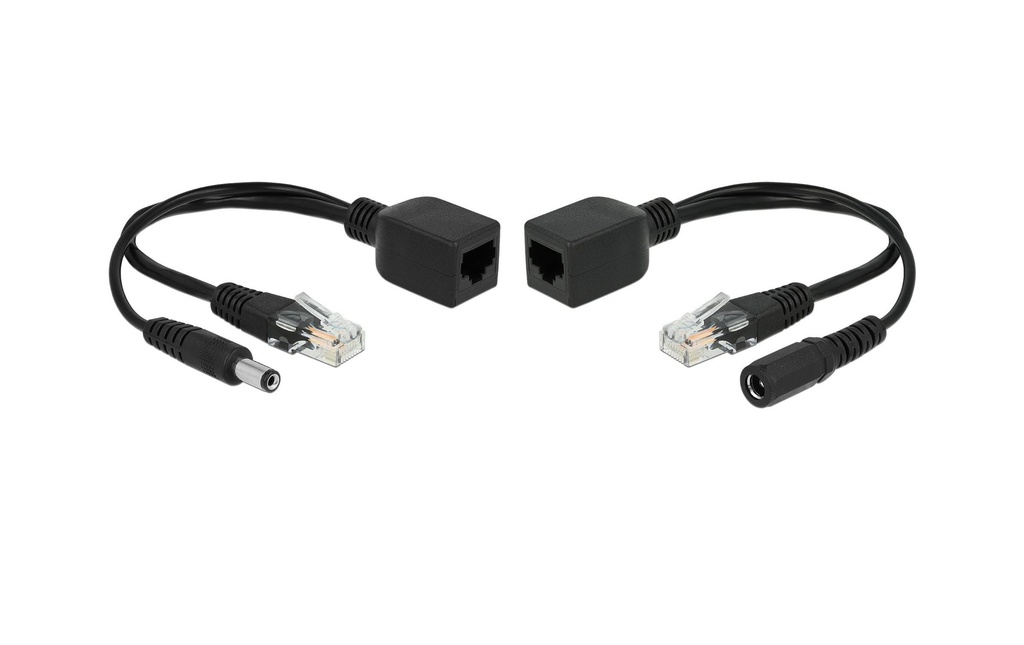 Delock Convertisseur PoE Jeu d’adaptateur passif Set RJ45, DC 5.5 x 2.1mm