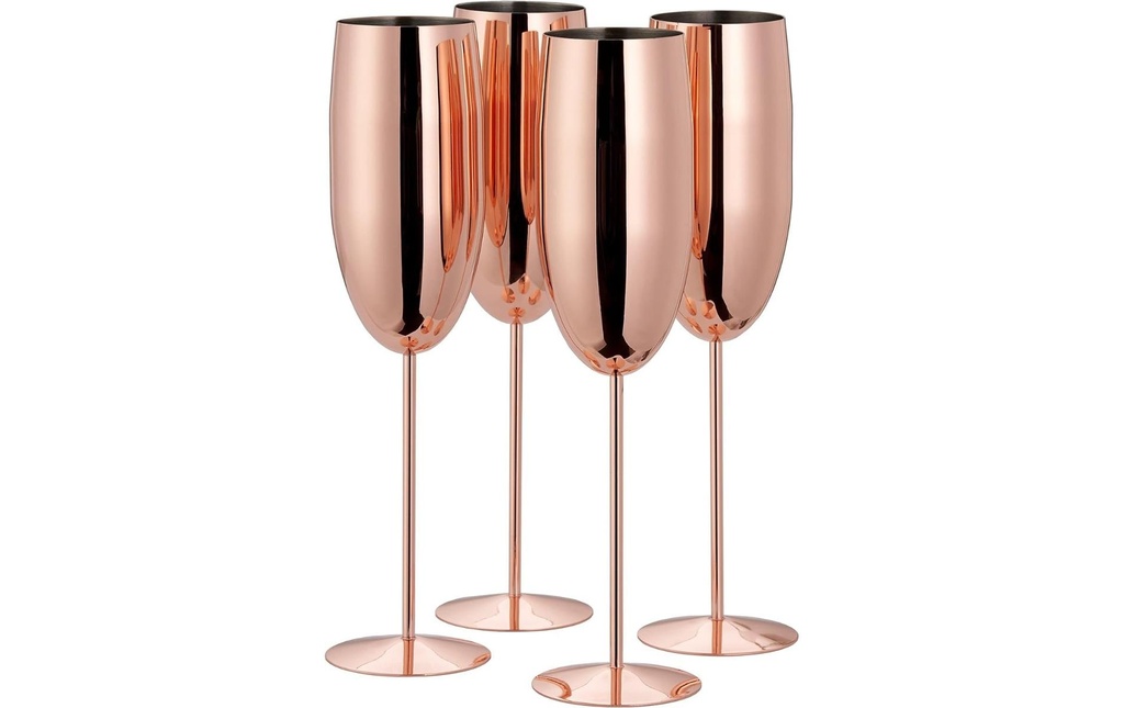 Oak & Steel Verre à champagne 285 ml, 4 Pièce/s, Or rose