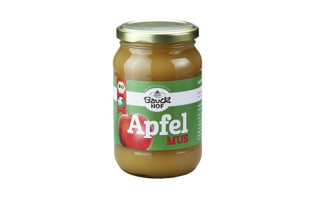 Bauck Mühle Verre Bio Purée de pommes sucrée au sirop de pomme 360 g