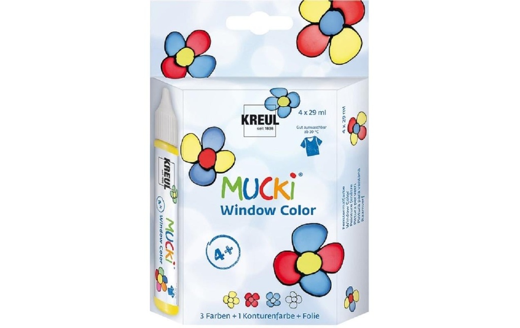 Kreul Peinture pour fenêtre Window Color Mucki 4 pièces de 29 ml chacune