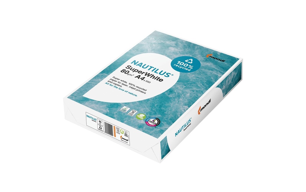 Nautilus Papier pour photocopie Super White A4, Blanc, 80 g/m², 500 Feuille