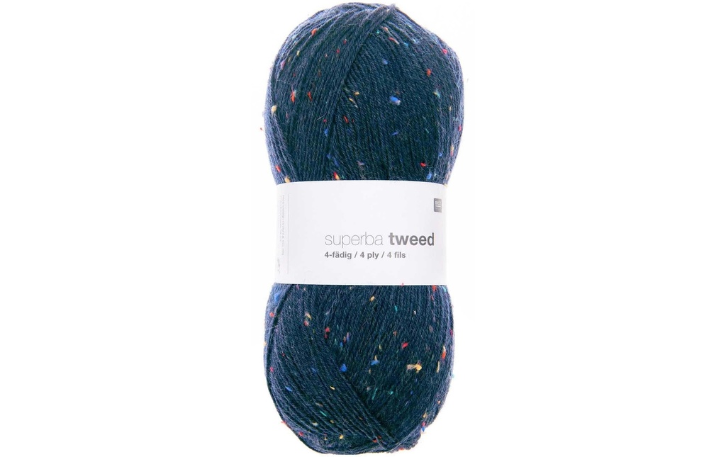 Rico Design Laine Du tweed doux pour les chaussettes 4 fils, 100 g, Bleu marine
