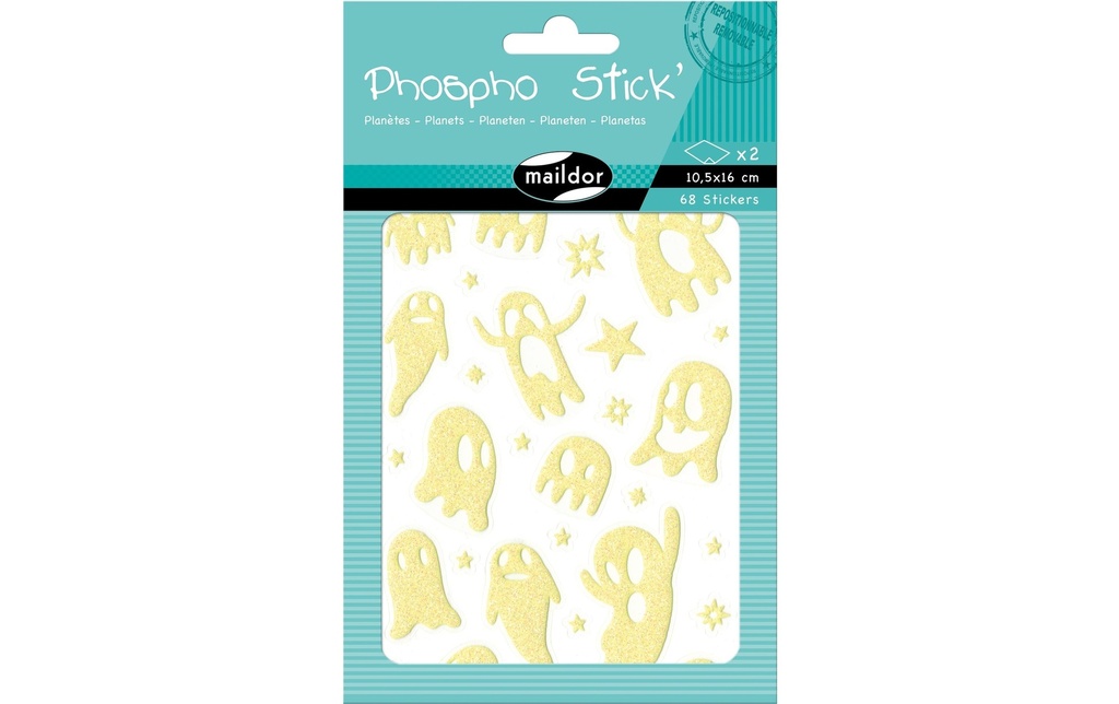 Clairefontaine Autocollant à motif Spectres phospho UV 2 feuilles, 68 autocollants