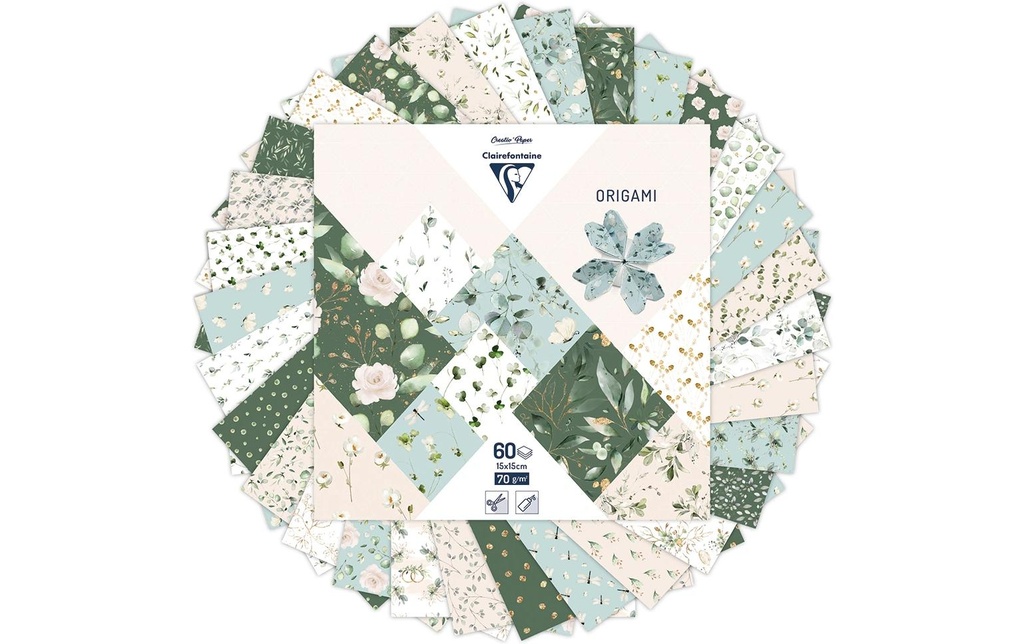 Clairefontaine Papier de bricolage Papier origami Romantisme, 60 feuilles