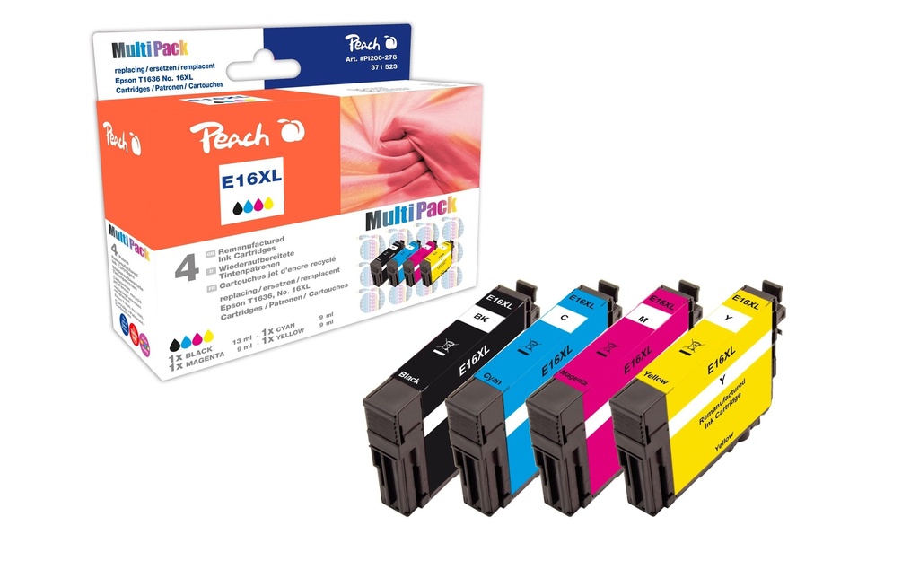 Peach Encre Epson No 16XL (T1636) 1x BK, C, M, Y