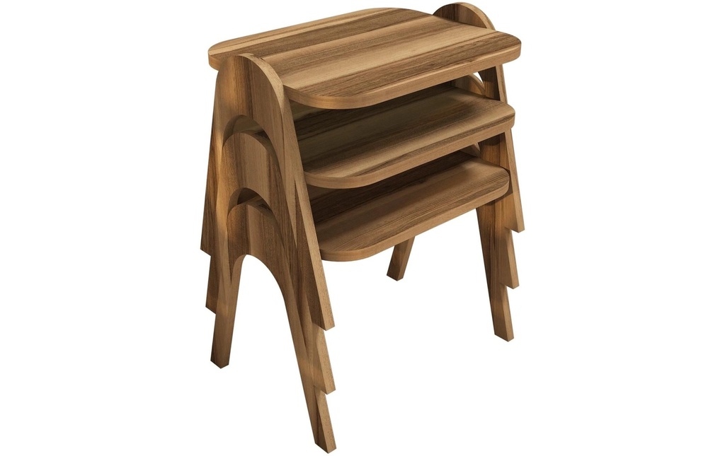 Woody Fashion Table basse Paris 3 pièces, Noix