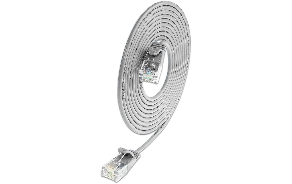 SLIM Câble patch slim RJ-45 - RJ-45, Cat 6A, U/UTP, 0.1 m, Gris