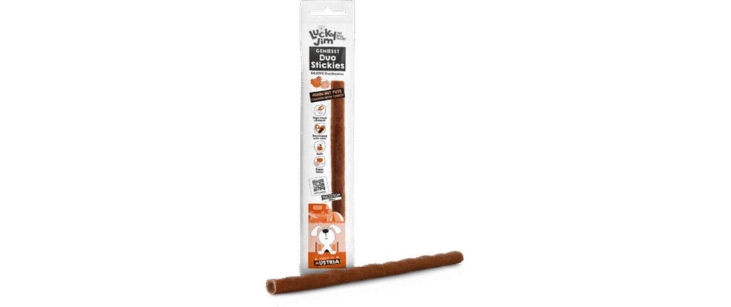 Lucky Jim Friandise DuoStickies poulet et dinde 15 g
